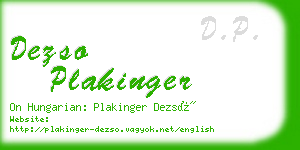 dezso plakinger business card